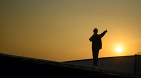 photo : Silhouette of technician engineer checking and repairing.