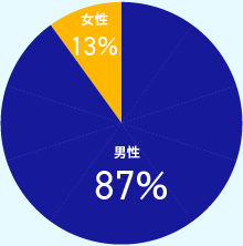 女性13% 男性87%