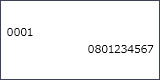 画面表示：001　08012345678