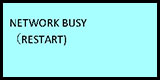 画面表示：NETWORK BUSY (RESTART)