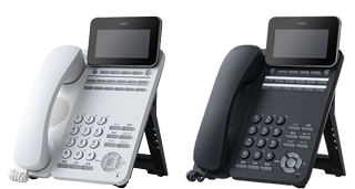 12ボタンデジタル多機能電話機 筐体カラー白と黒の製品写真