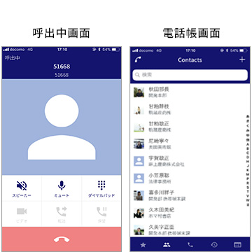 呼出中画面　電話帳画面