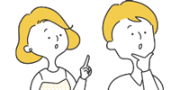 指を指す男女のイラスト