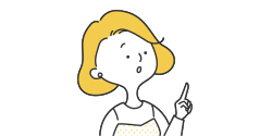 上を指さすポーズの女性のイラスト