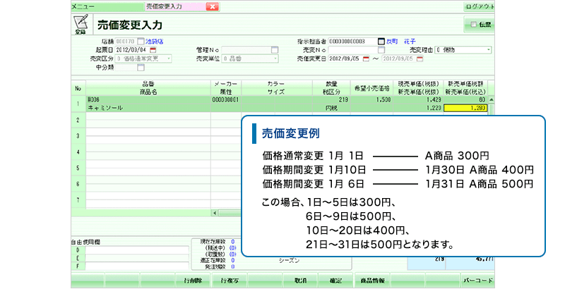 UNITE-R2 MD 売価変更入力